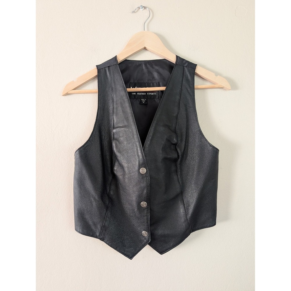 Wilsons Leather Biker Vest Vintage Womens M Black Steampunk Vintage Western Rock